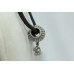 Vintage Antique silver Round solid bead necklace black thread 18 inch length